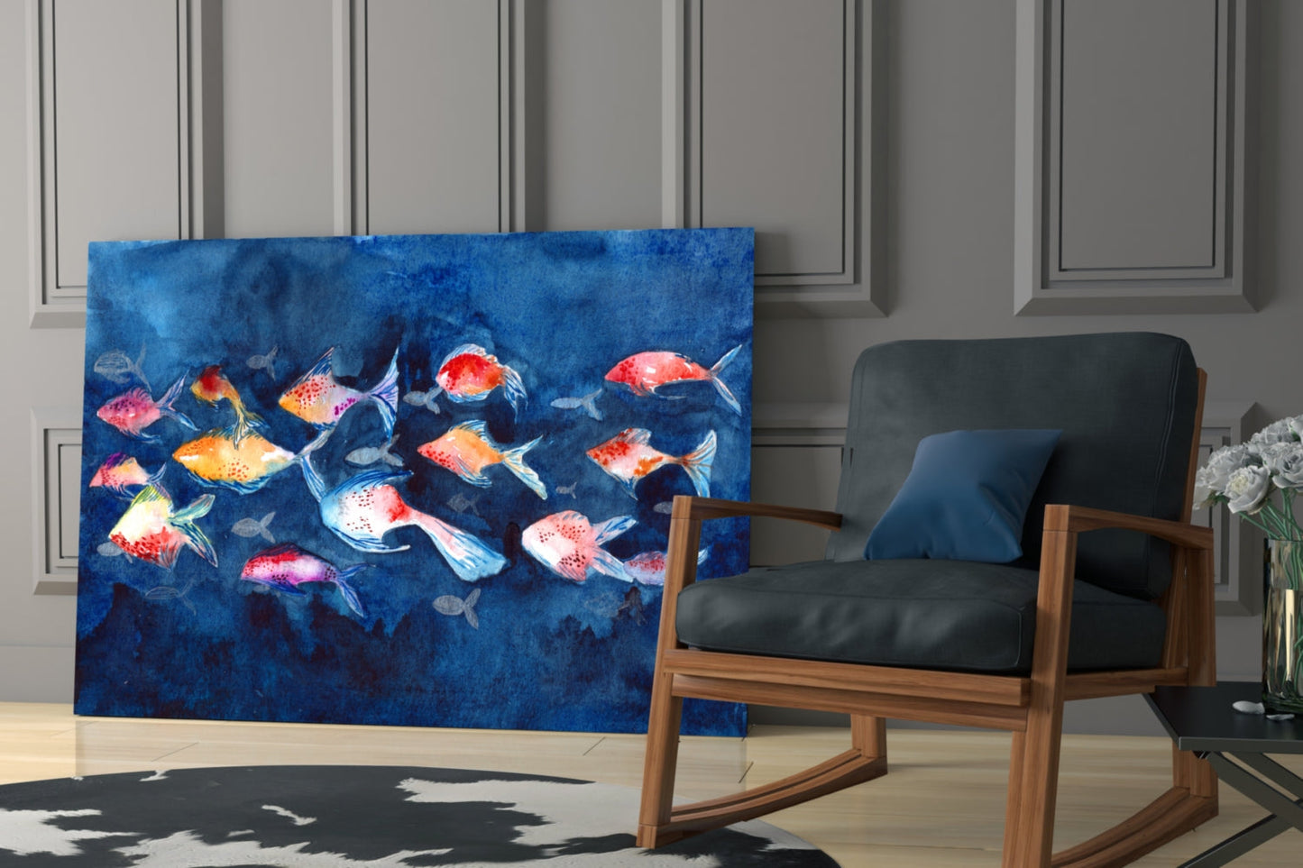 Illustration Fish Glass Wall Art