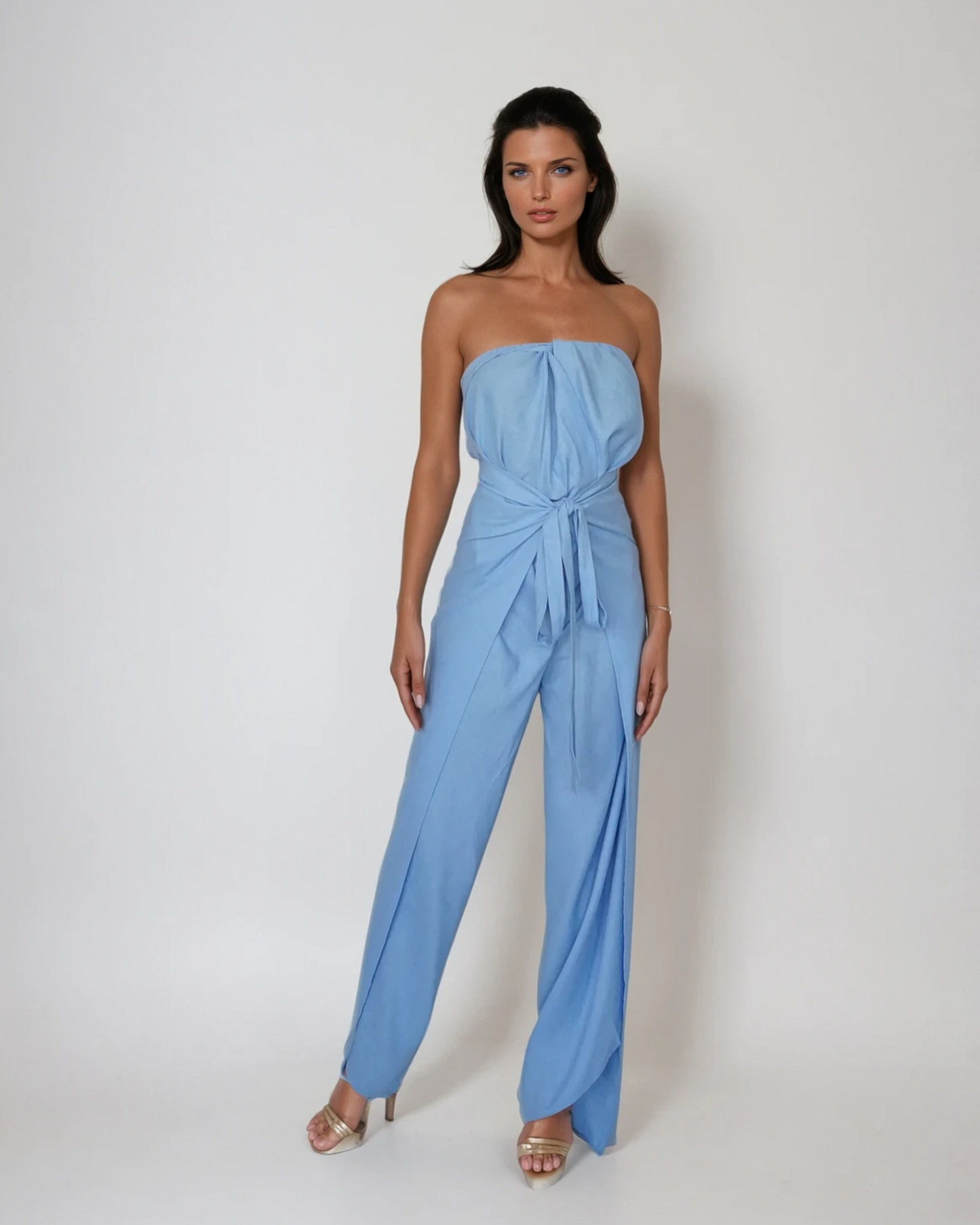 Baliawear Baliawear Pant to Jumpsuit - Blue Linen
