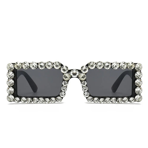 Retro Fashion Diamond Embedded Square Frame Sunglasses HTO Apparel