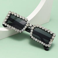 Retro Fashion Diamond Embedded Square Frame Sunglasses HTO Apparel