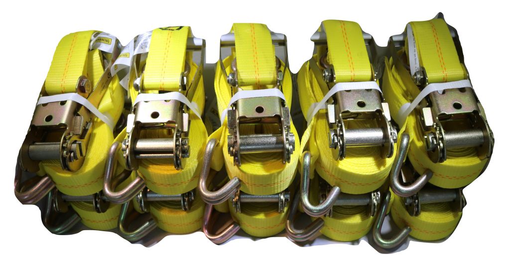 QTY 100 - 2" x 27 Ft. Flatbed Ratchet Strap w/ Wire Hooks