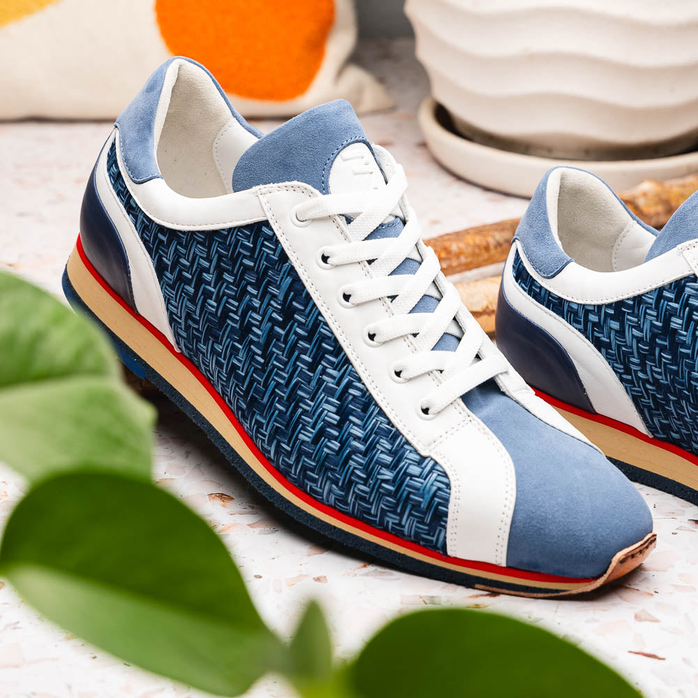 Zelli Italia Zelli Italia 65-375-BLU RIPI Calfskin Hand Weave Sneaker Blue