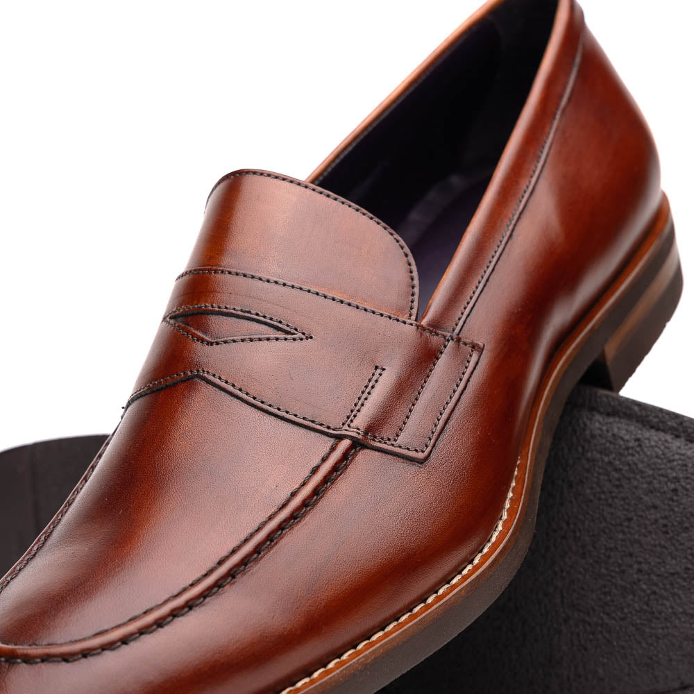 Zelli Italia 15-400-CGN ROMA Hand Burnished Calfskin Penny Loafer Cognac