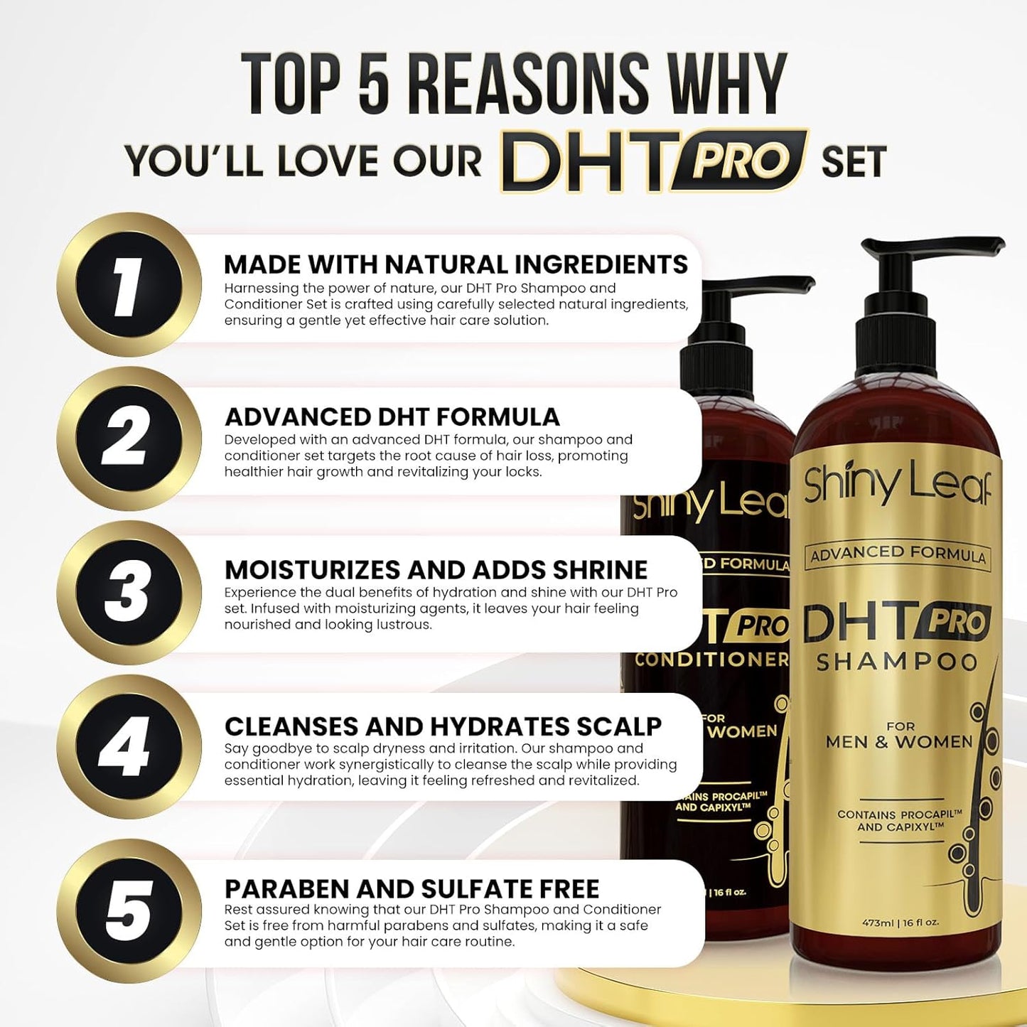 Shiny Leaf DHT Pro Shampoo and Conditioner with Procapil and Capixyl