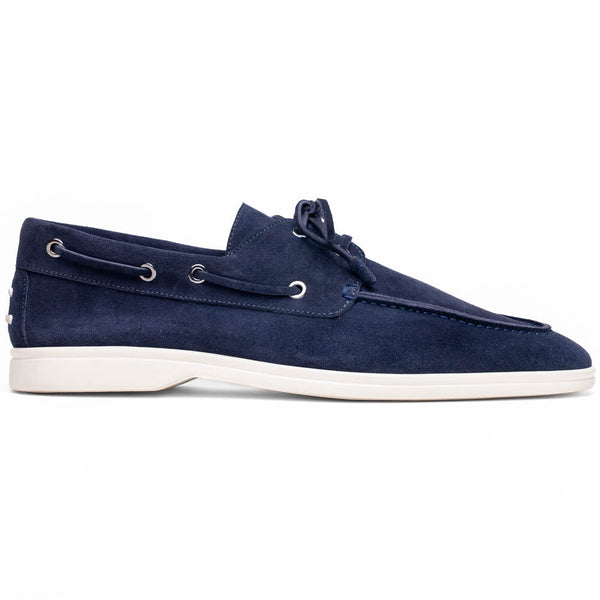 Zelli Italia 16-675-NVY VENICE Italian Sueded Goatskin Boat Shoes, Navy