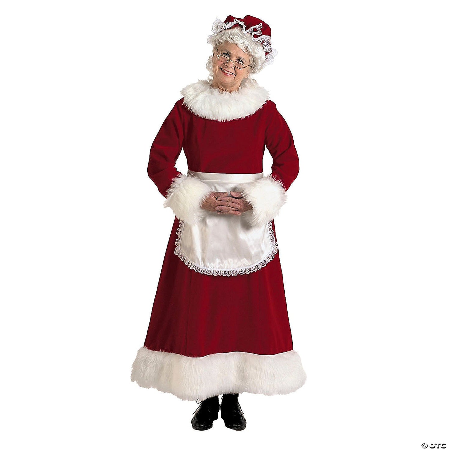 Women's Burgundy Velvet Mrs. Claus Dress Costume - Large