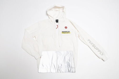 Happy Pockets Windbreaker Zip-Up Jacket (White) Fly Supply Co