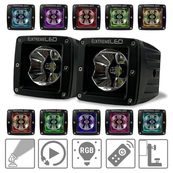 ExtremeLED Extreme Series 3" LED RGB Light Pod Pair OffRoadUSA.com