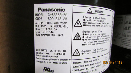 Low Price for All Low Price for All Sanyo / Panasonic C-SB353H6B 5 Ton Compressor