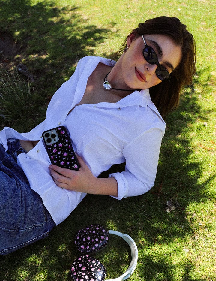 Black and Pink Floral iPhone Case Wildflower Cases