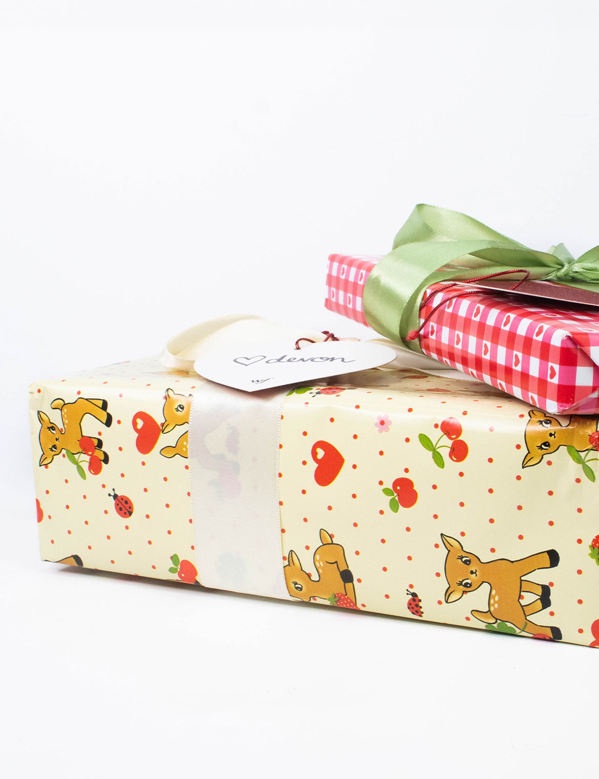 Oh Deer and Red Gingham Hearts Gift Wrap - 2 pack Wildflower Cases