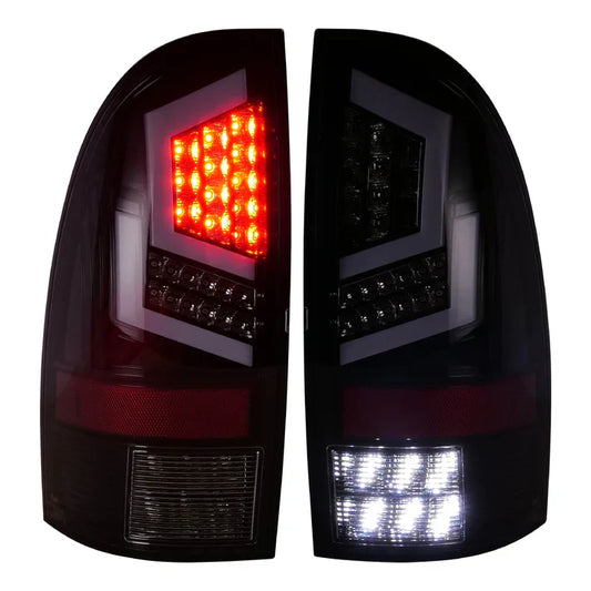 Winjet 2005-2015 Toyota Tacoma LED Tail Lights - Glossy Black/ Clear