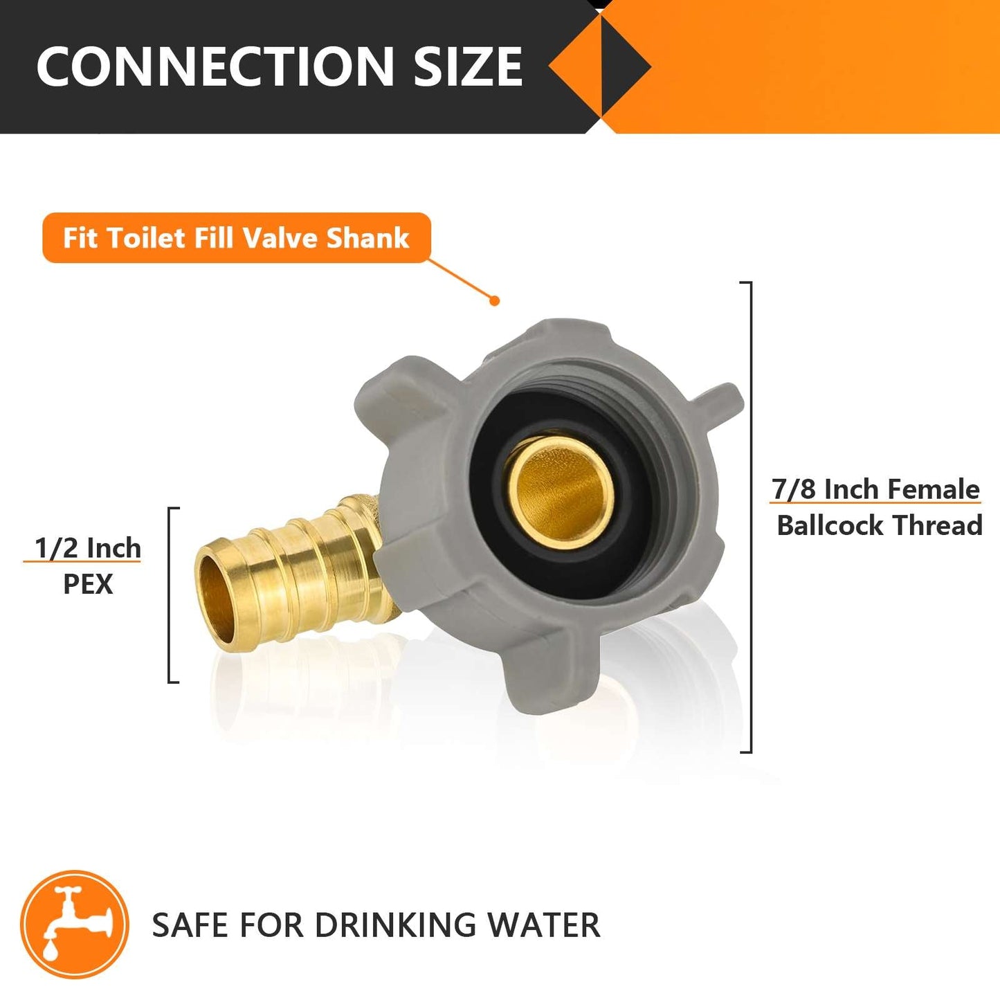 PEX-B Crimp 1/2" PEX X 7/8" Female NPT Swivel Elbow (Lead Free)