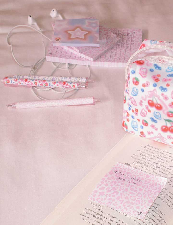 Pink Meow Sticky Notes Wildflower Cases