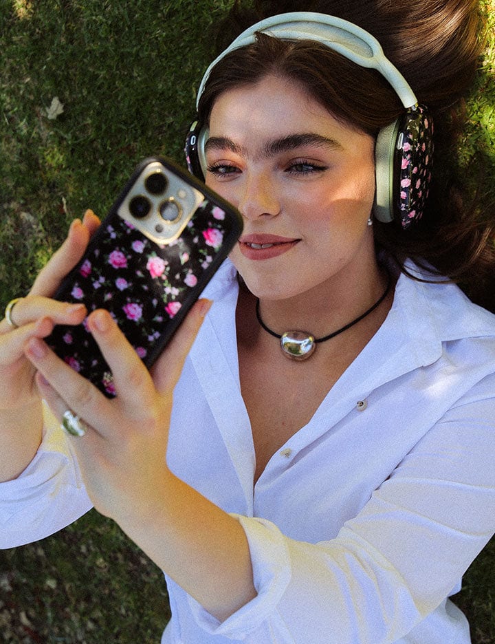 Black and Pink Floral iPhone Case Wildflower Cases