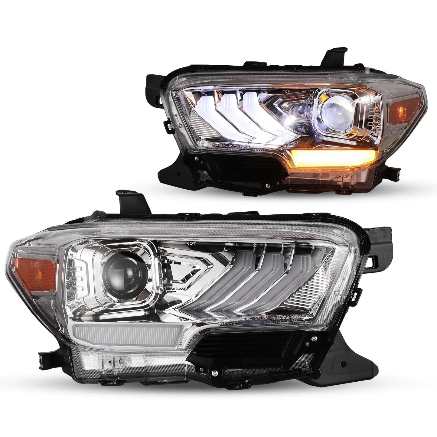 Winjet 2016-2023 Toyota Tacoma DRL Head Lights - Chrome/Clear