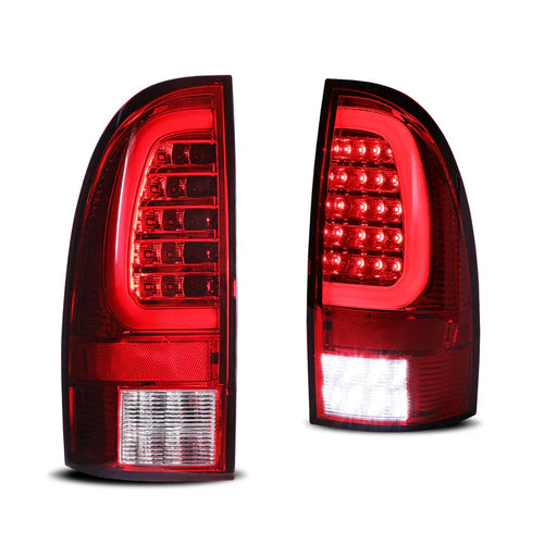 Winjet 2005-2015 Toyota Tacoma LED Sequential Tail Light w/Red Turn Signal - Chrome / Red OffRoadUSA.com