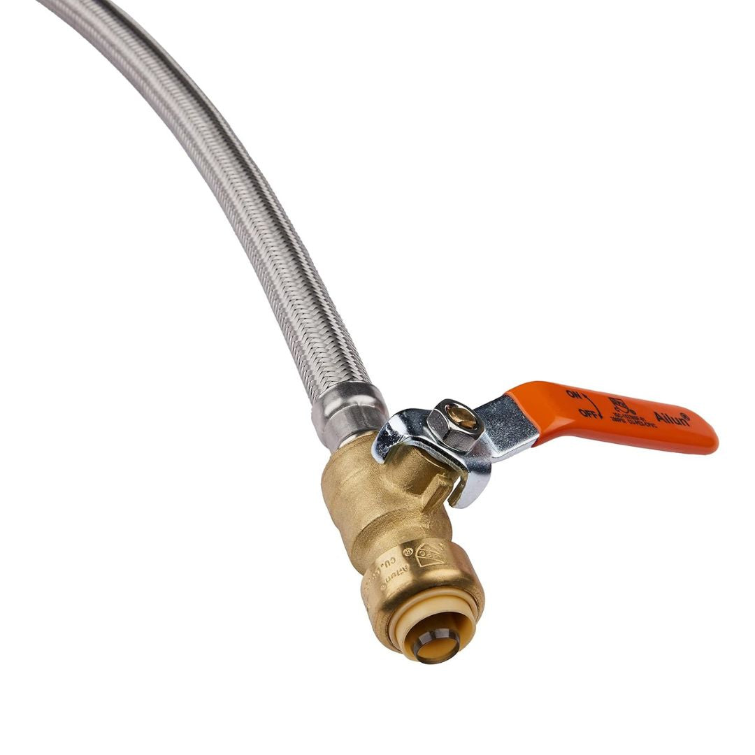 10 Pcs 1/2" Push fit x 3/4" FIP, 24" Flexible Water Heater Connector Hose, with Ball Valve