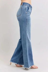 Judy Blue Raw Hem Wide Leg Jeans HTO Apparel