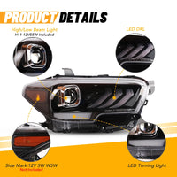 Winjet 2016-2023 Toyota Tacoma DRL Head Lights - Matte Black/ Clear OffRoadUSA.com