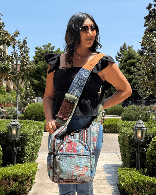 Kathmandu Collection Vintage Patchwork Hobo Bag with Water Bottle Pockets Jupiter Gear