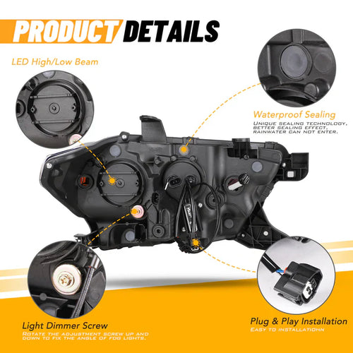 Winjet 2016-2019 Toyota Tacoma/2020-2023 Tacoma SR SR5 TRD Sport DRL Head Lights - Chrome/Clear OffRoadUSA.com