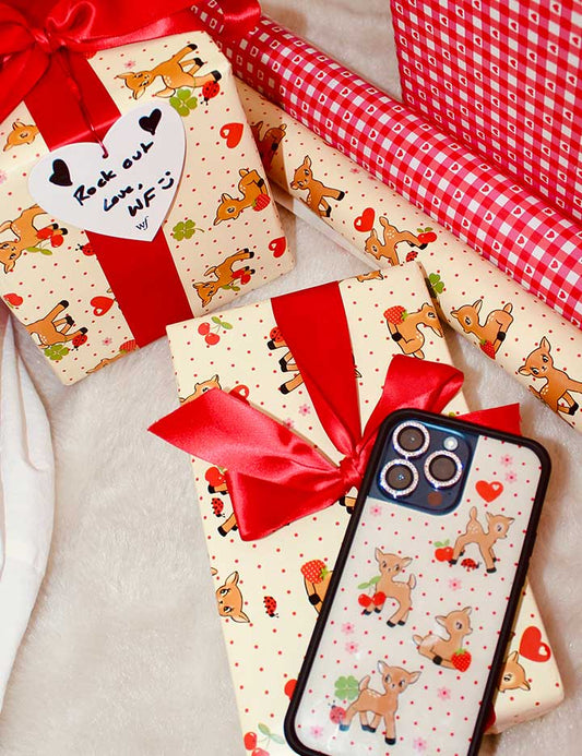 Oh Deer and Red Gingham Hearts Gift Wrap - 2 pack Wildflower Cases