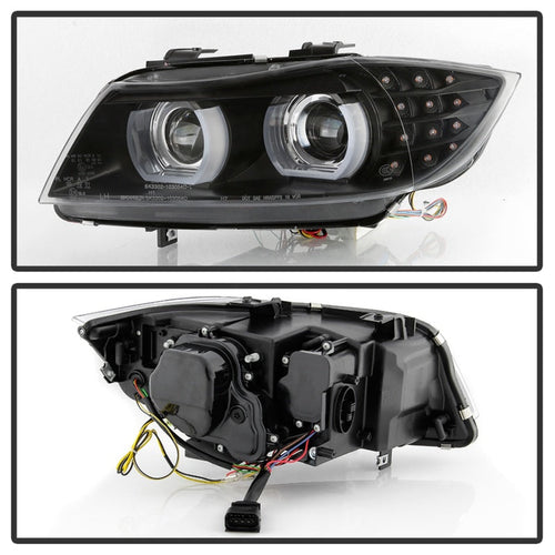 Spyder 09-12 BMW E90 3-Series 4DR HID w/ AFS Only - LED Turn - Black - PRO-YD-BMWE9009-AFSHID-BK OffRoadUSA.com