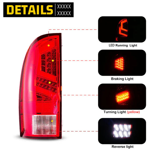 Winjet 2005-2015 Toyota Tacoma LED Sequential Tail Lights - Chrome/Red OffRoadUSA.com
