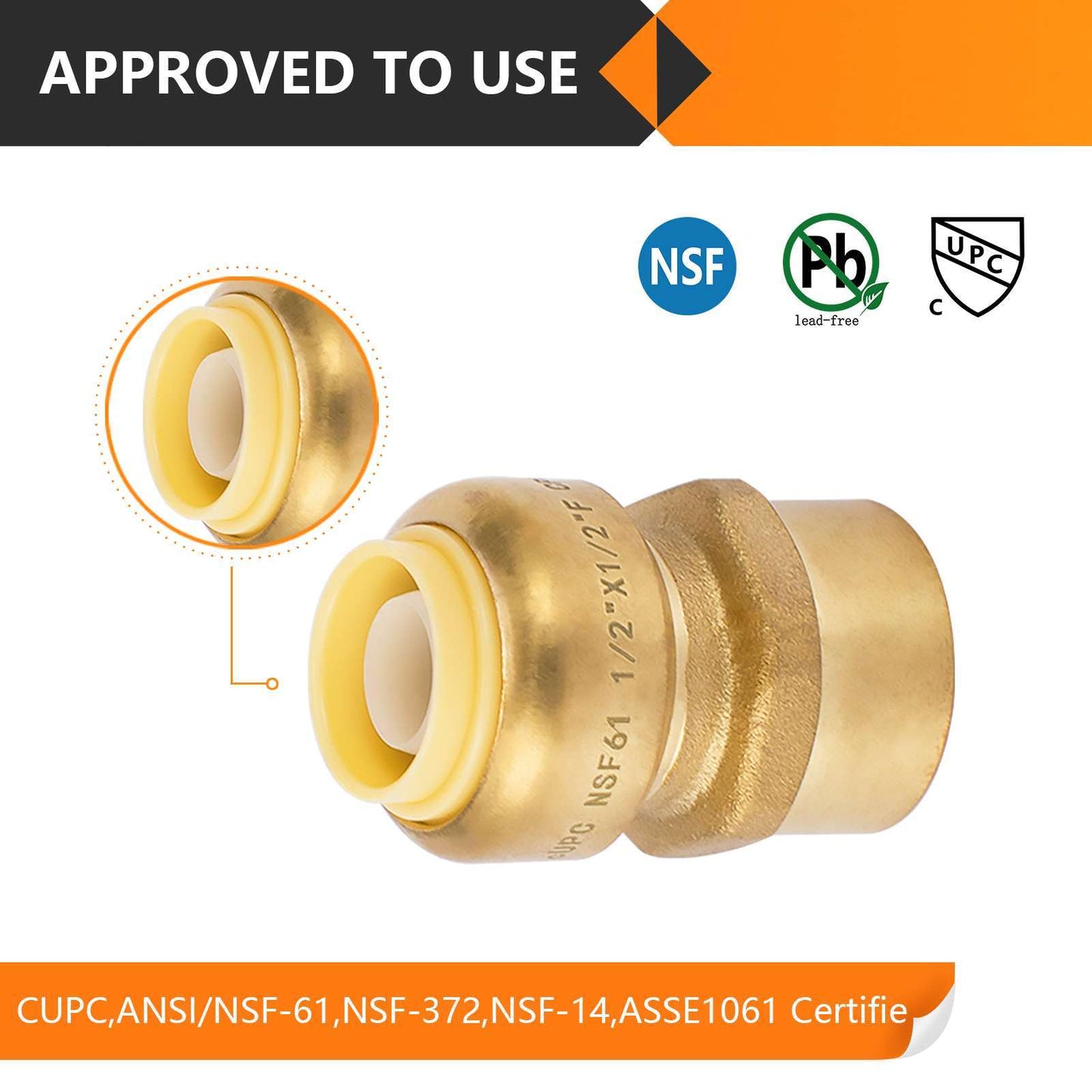 1/2" x 1/2" F Push Fit Female Adapter