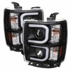 Spyder Chevy Silverado 1500 14-16 Projector Headlights Light Bar DRL Blk PRO-YD-CS14-LBDRL-BK OffRoadUSA.com