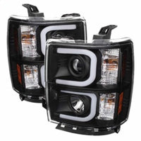 Spyder Chevy Silverado 1500 14-16 Projector Headlights Light Bar DRL Blk PRO-YD-CS14-LBDRL-BK OffRoadUSA.com