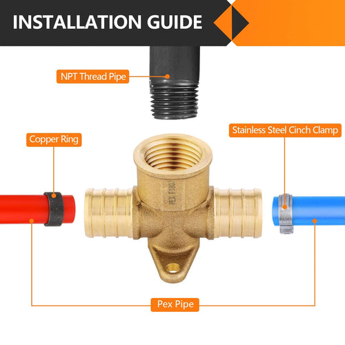 PEX-B Crimp 3/4" PEX x 3/4" PEX x 3/4" Drop Ear Tee (Lead Free) Plumbingsell