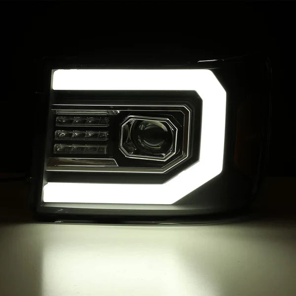 AlphaRex 07-13 GMC Sierra LUXX-Series LED Projector Headlights Jet Black