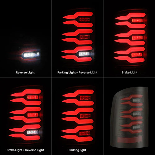 AlphaRex 07-13 GMC Sierra LUXX-Series LED Tail Lights Black Red OffRoadUSA.com