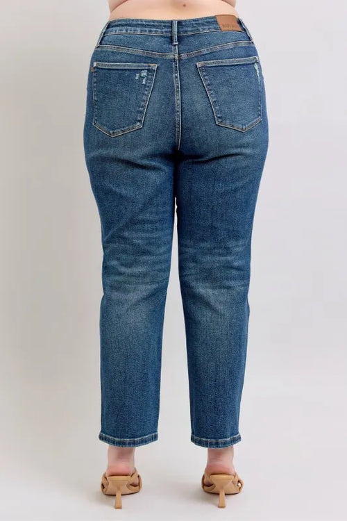 Judy Blue Full Size High Waisted Rigid Magic Non-destroy Straight Leg Jeans HTO Apparel