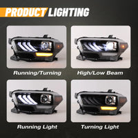 Winjet 2016-2023 Toyota Tacoma DRL Head Lights - Glossy Black/Clear OffRoadUSA.com