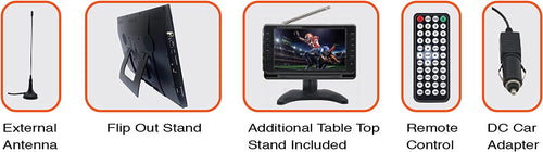 Portable 14.1" 12 Volt ACDC TV and Digital Multimedia Player with Built-in Rechargeable Lithium Battery & DC Car Cord (NT-1400) Jupiter Gear