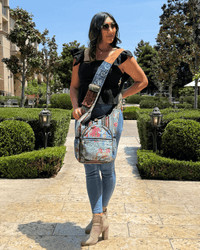 Kathmandu Collection Vintage Patchwork Hobo Bag with Water Bottle Pockets Jupiter Gear