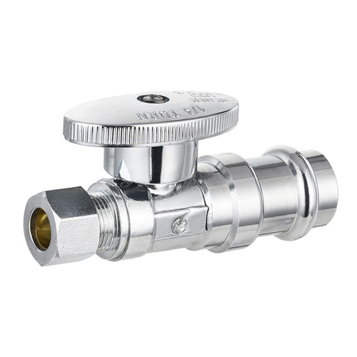 10 Pcs 1/2" Press x 3/8" OD Compr. Straight Stop Valve, 1/4 Turn (Lead Free) Plumbingsell