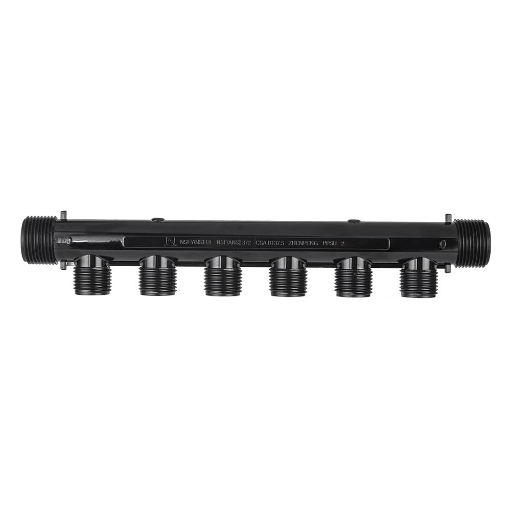 PPSU Manifold 3/4" MPT x 3/4" MPT x Six 1/2"