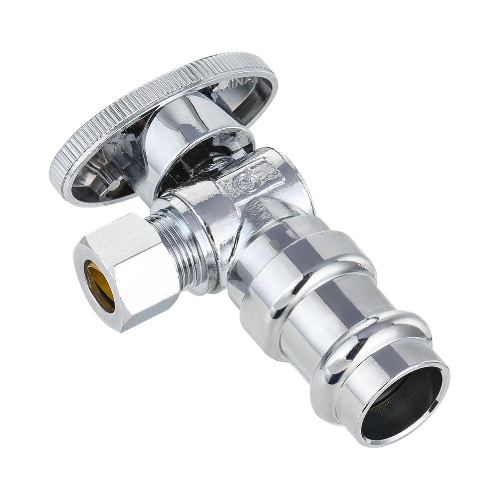 10 Pcs 1/2" Press x 3/8" OD Compr. Angle Stop Valve, 1/4 Turn (Lead Free)