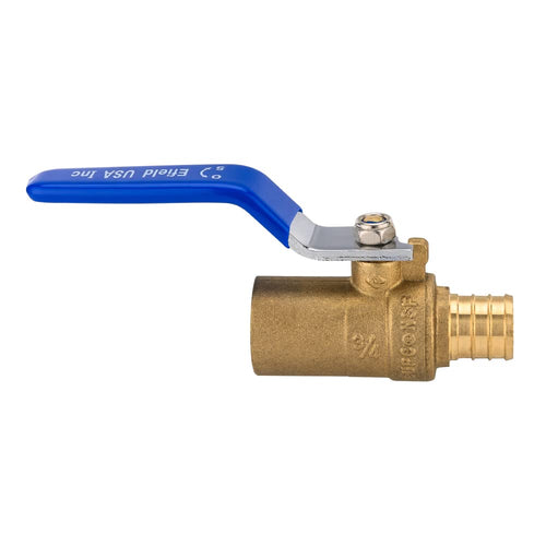 3/4" PEX Crimp x 3/4" Sweat Ball Valve, Blue (Lead Free)