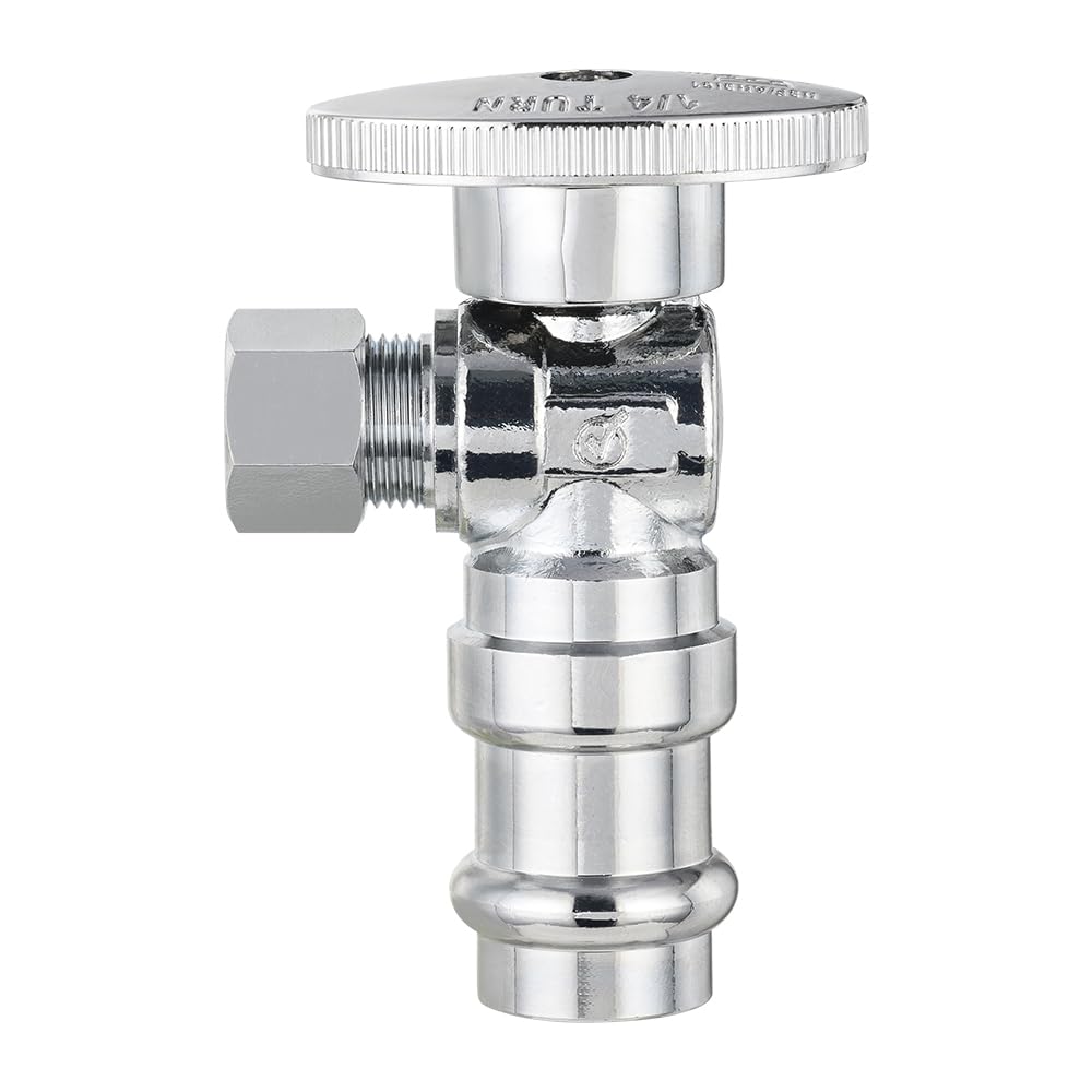 10 Pcs 1/2" Press x 3/8" OD Compr. Angle Stop Valve, 1/4 Turn (Lead Free)