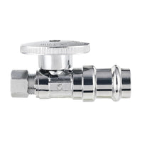 1/2" Press x 3/8" OD Compr. Straight Stop Valve, 1/4 Turn (Lead Free)
