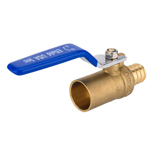 3/4" PEX Crimp x 3/4" Sweat Ball Valve, Blue (Lead Free)