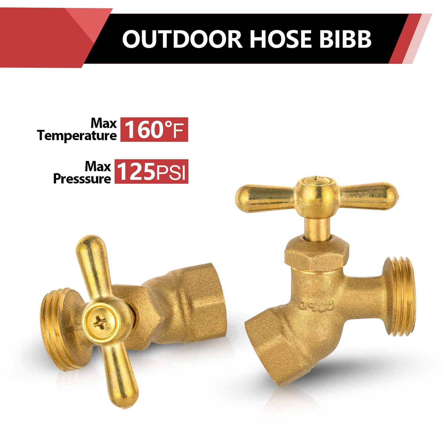 10 Pcs Heavy Duty 1/2" FIP x 3/4" MHT No-Kink Hose Bibb (Lead Free)