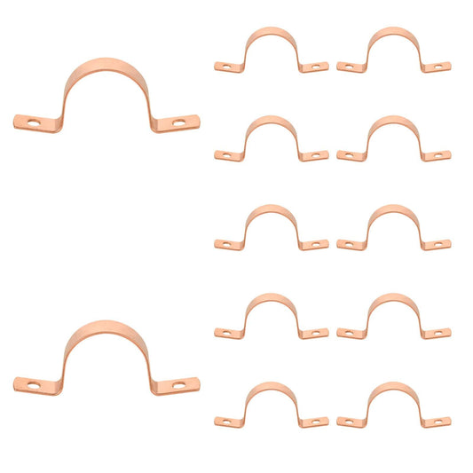 10 Pack 1" Copper Pipe Straps, Two Hole