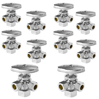 10 Pcs 5/8" OD Compr. x 3/8" OD Compr. x 3/8" OD Compr. Dual Angle Stop Valve, Multi Turn(Lead Free) Plumbingsell
