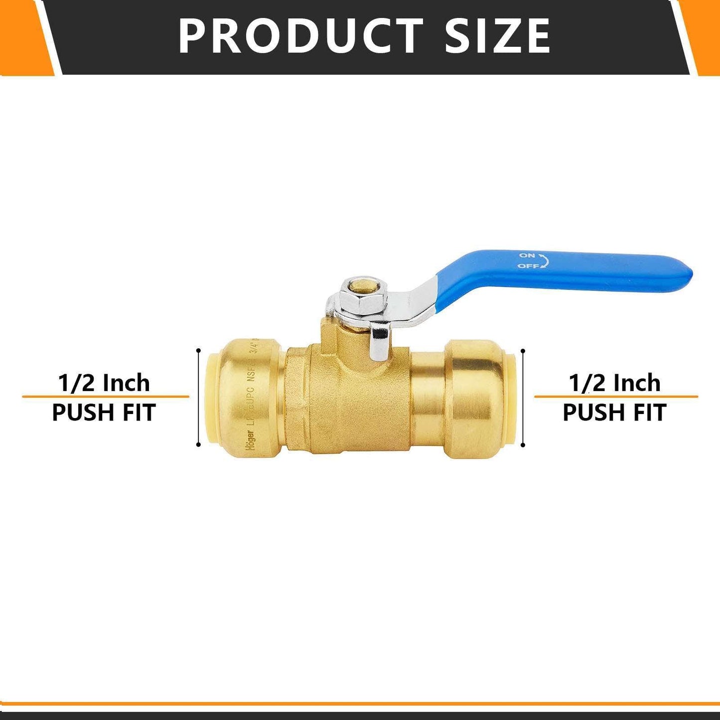1/2" Push Fit Ball Valve, Blue (Lead Free)